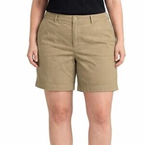 GH BASS Womens Shorts Size 12 Tan Bermuda Cotton Pockets Hook and Eye Cotton
